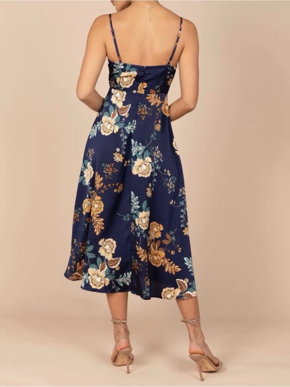Petal & Pup Navy Maxi Dress with Mustard & Cream Floral Print - Picture 2 of 7